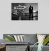 Romantic Couple On The Beach - Street Sign Name & Date Canvas Decor