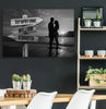 Romantic Couple On The Beach - Street Sign Name & Date Canvas Decor