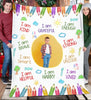 Kid Affirmations I Am Kind Grateful Loved - Personalized Blanket