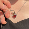Sword and Heart Necklace with Red Crystal - Perfect Gift for Couples