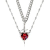 Sword and Heart Necklace with Red Crystal - Perfect Gift for Couples