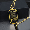 Dad My Loving Father. Dog Tag Necklace, Father's Day Gift Idea