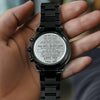 Son Aim For The Skies, Engraved Design Black Chronograph Watch, Gift for Son from Dad