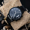 Son Aim For The Skies, Engraved Design Black Chronograph Watch, Gift for Son from Dad