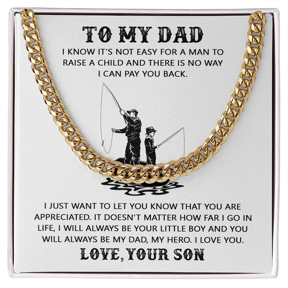 My Dad My Hero Cuban, Cuban Link Chain Necklace, Father's Day Gift For Dad