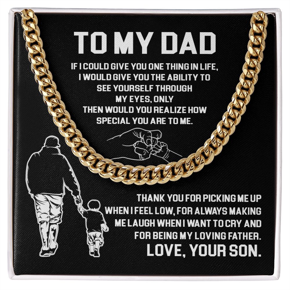 Dad Thank You For Being My Loving Father ,Cuban Link Chain Necklace, Gift Idea For Dad From Son