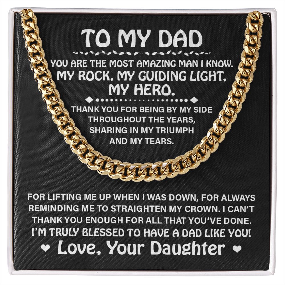 Dad My Guiding Light, Cuban Link Chain Necklace, Father's Day Gift For Dad