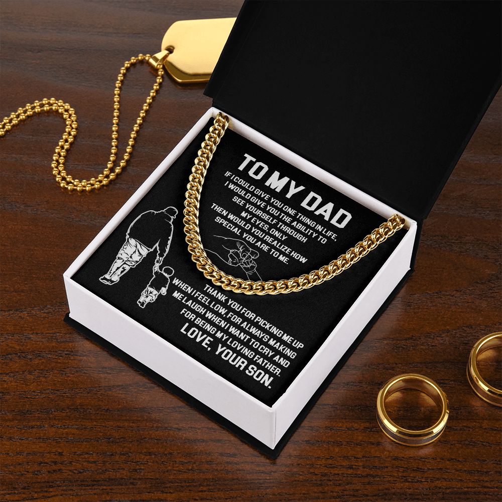 Dad Thank You For Being My Loving Father ,Cuban Link Chain Necklace, Gift Idea For Dad From Son