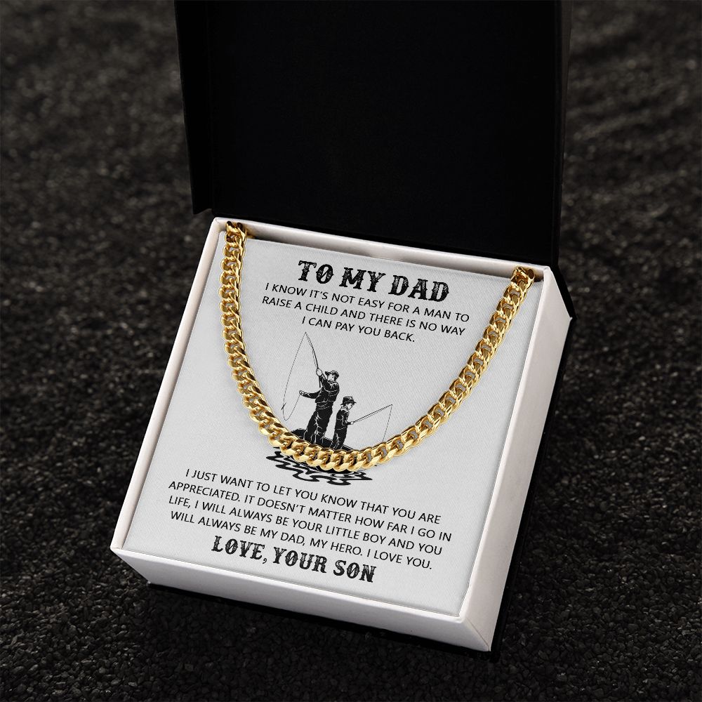 My Dad My Hero Cuban, Cuban Link Chain Necklace, Father's Day Gift For Dad
