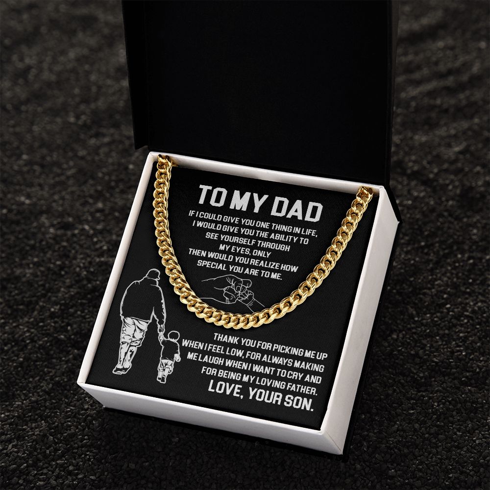Dad Thank You For Being My Loving Father ,Cuban Link Chain Necklace, Gift Idea For Dad From Son