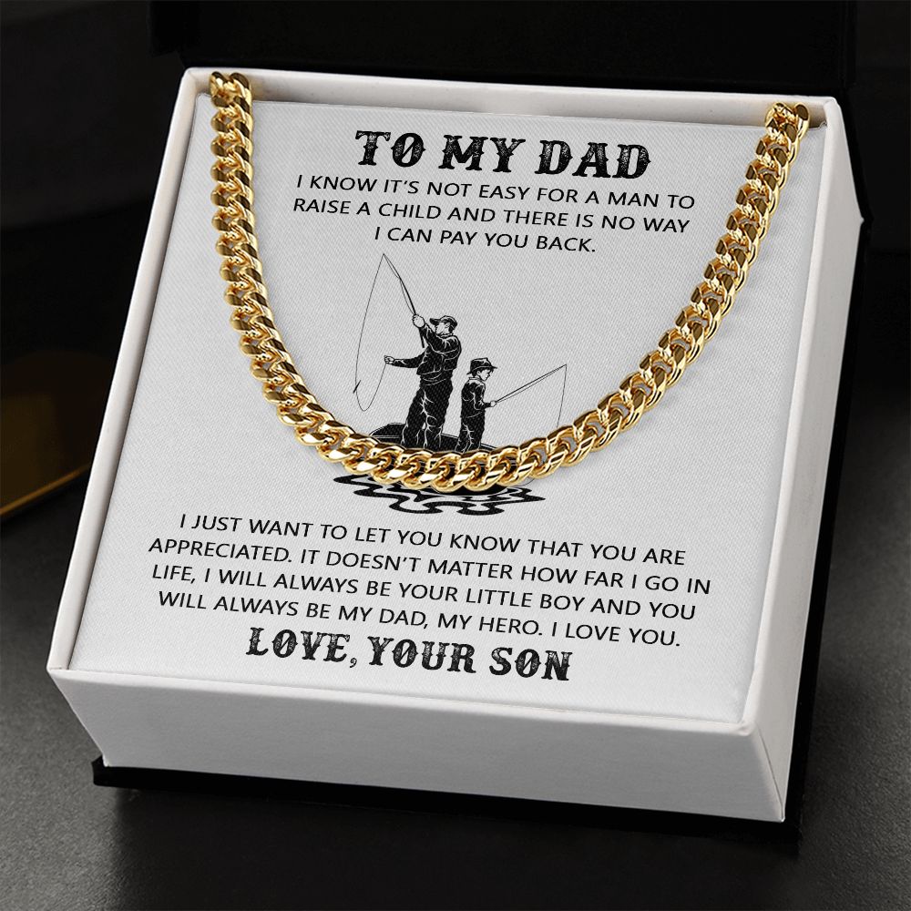 My Dad My Hero Cuban, Cuban Link Chain Necklace, Father's Day Gift For Dad