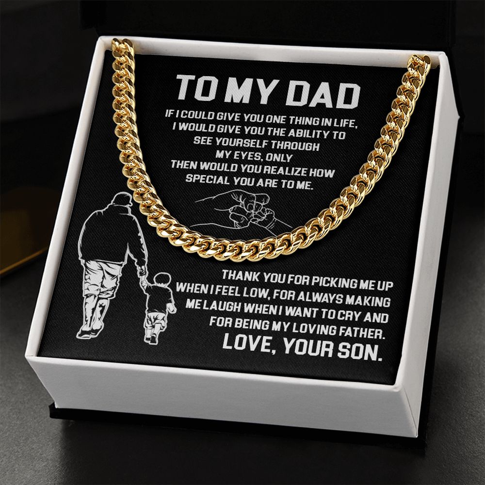 Dad Thank You For Being My Loving Father ,Cuban Link Chain Necklace, Gift Idea For Dad From Son