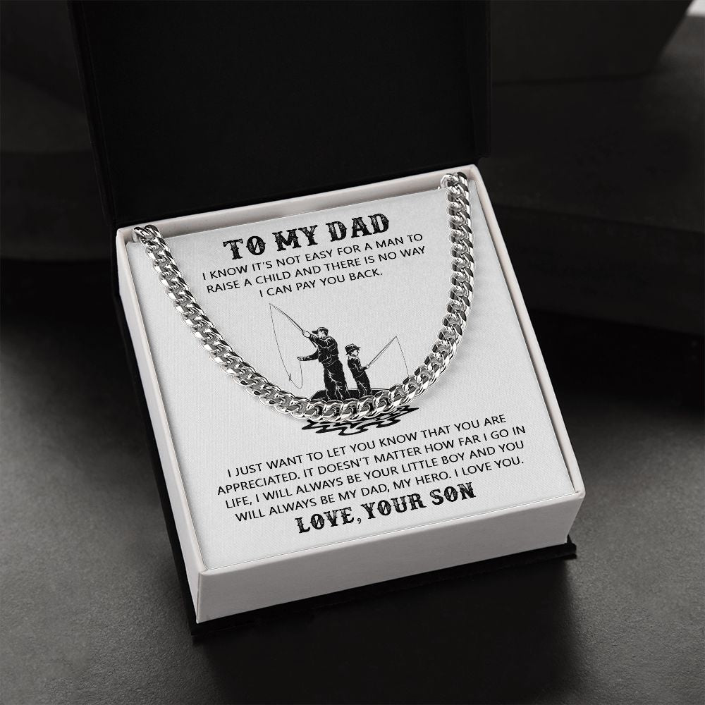 My Dad My Hero Cuban, Cuban Link Chain Necklace, Father's Day Gift For Dad