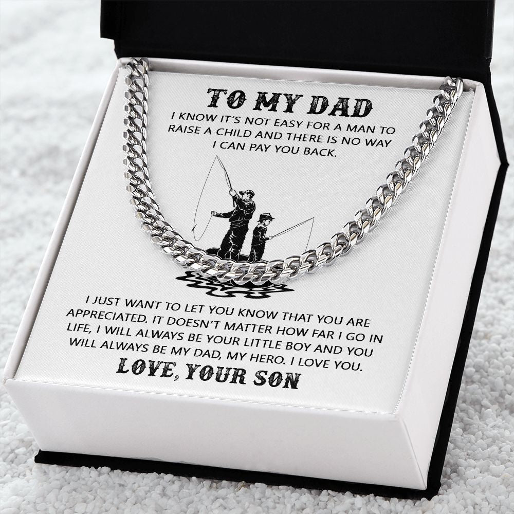 My Dad My Hero Cuban, Cuban Link Chain Necklace, Father's Day Gift For Dad