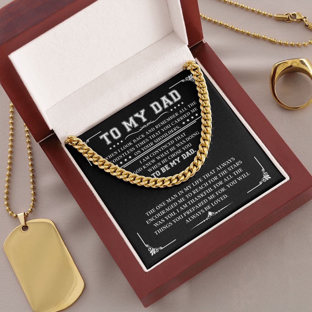 To My Dad, Reach For The Stars, Cuban Link Chain, Father's Day Gift For Dad