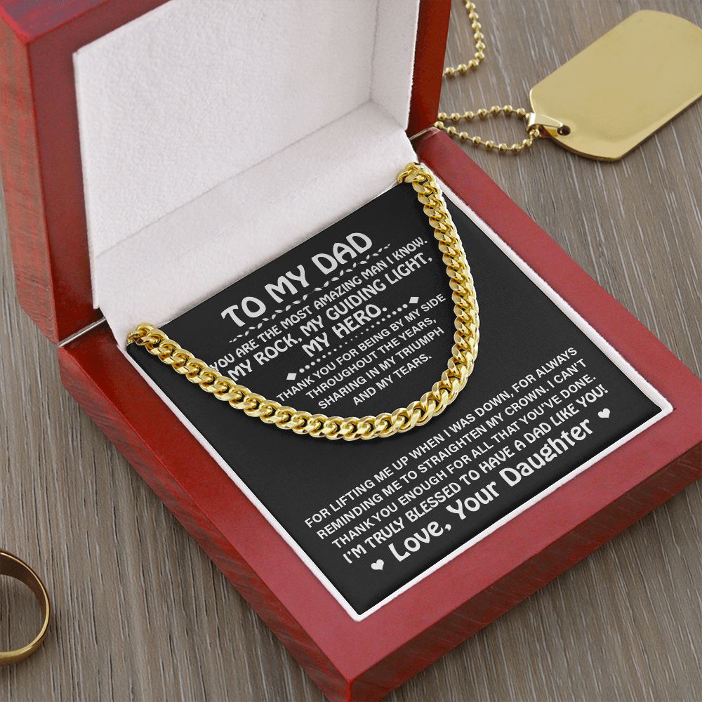 Dad My Guiding Light, Cuban Link Chain Necklace, Father's Day Gift For Dad