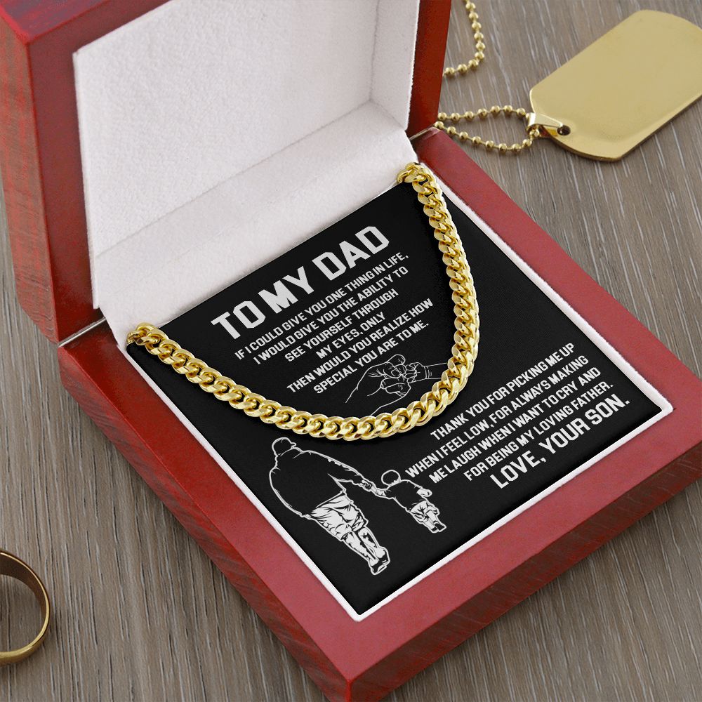 Dad Thank You For Being My Loving Father ,Cuban Link Chain Necklace, Gift Idea For Dad From Son
