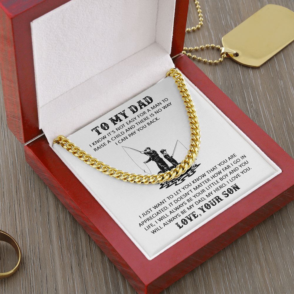My Dad My Hero Cuban, Cuban Link Chain Necklace, Father's Day Gift For Dad