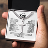 Son Make Me Proud - Artisan Cross on Cuban Link Chain - Best Gift for Son from Dad