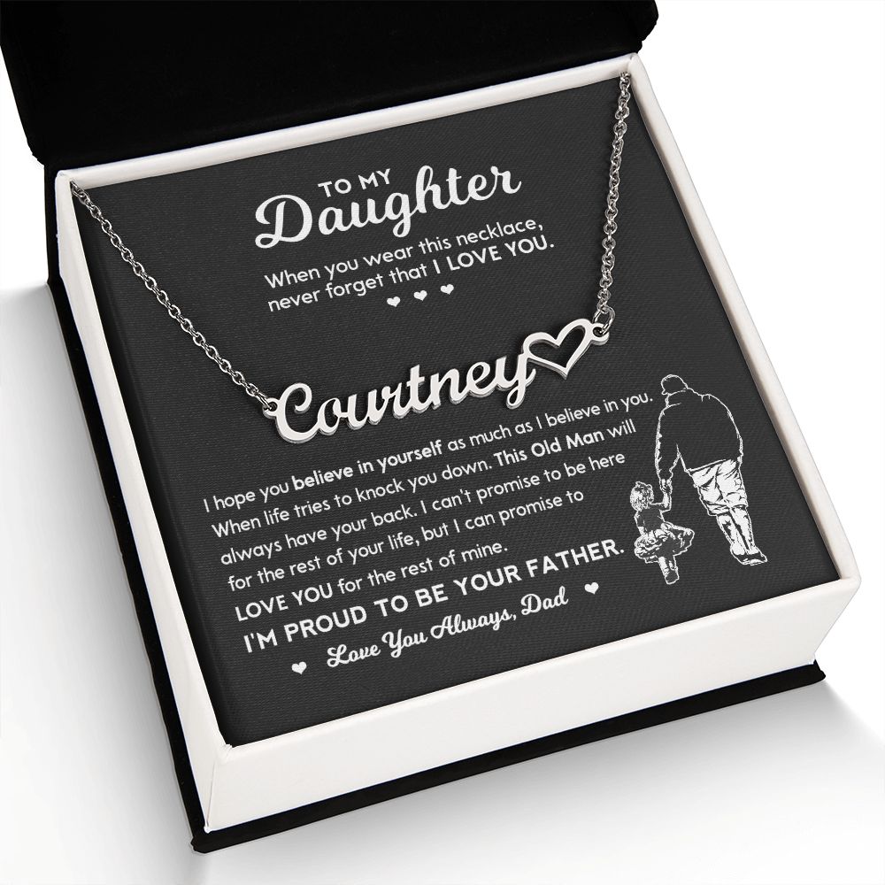 To My Daughter | This Old Man | Heart Name Necklace | Personalized Necklace For Daughter