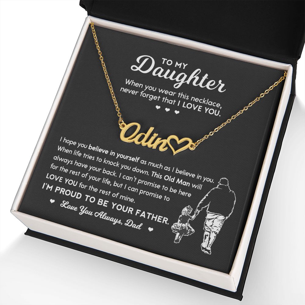 To My Daughter | This Old Man | Heart Name Necklace | Personalized Necklace For Daughter