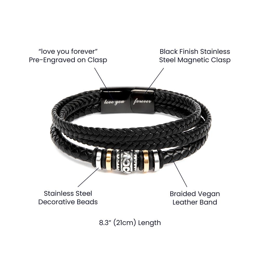 To My Son Wonderful Man, Men's "Love You Forever" Bracelet, Best Gift For Son