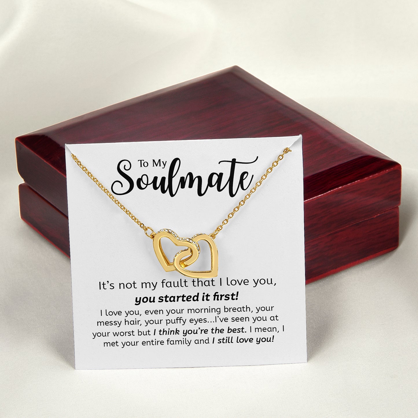Soulmate You Started It First | Gift For Your Soulmate | Interlocking Hearts necklace