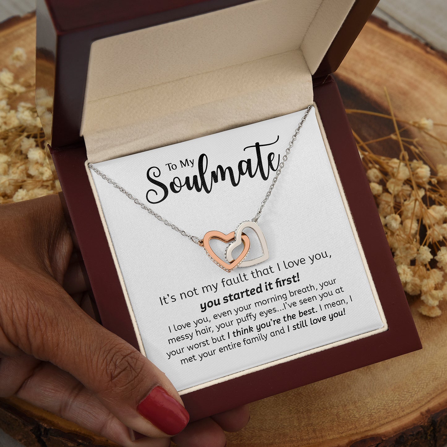 Soulmate You Started It First | Gift For Your Soulmate | Interlocking Hearts necklace