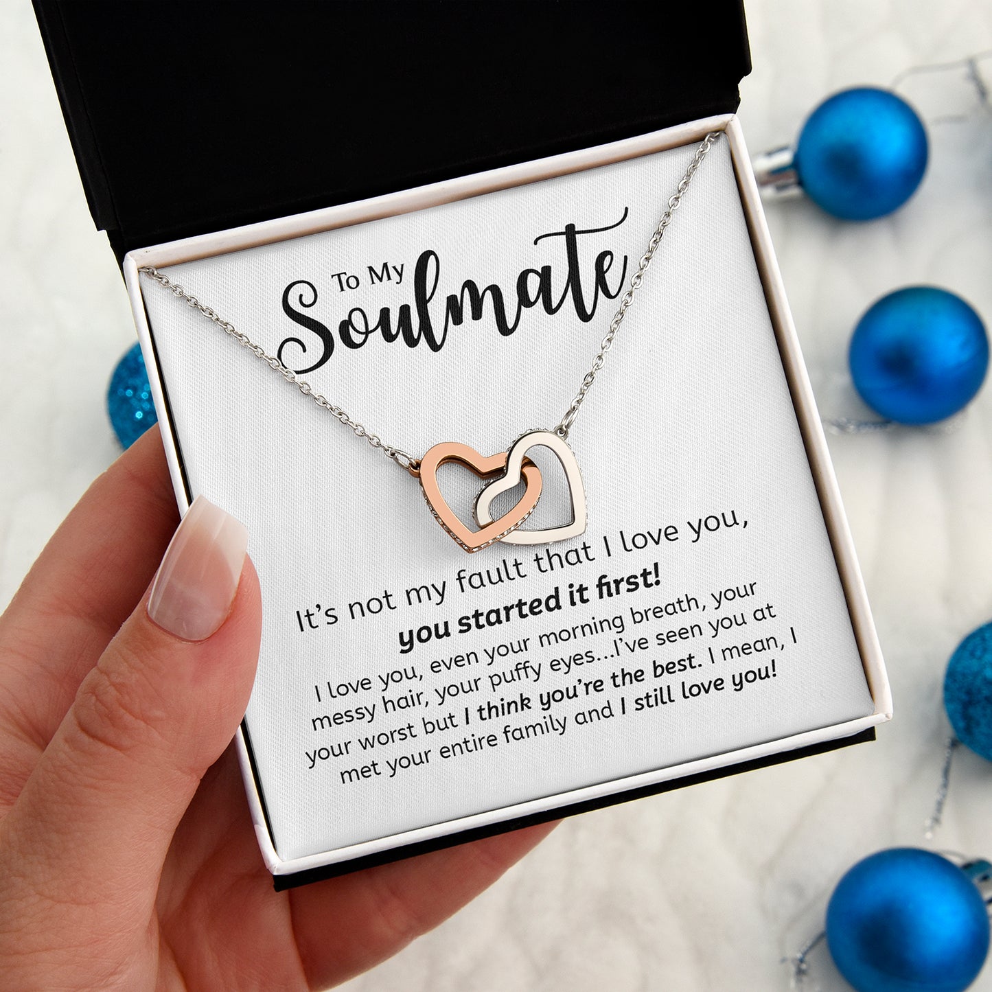 Soulmate You Started It First | Gift For Your Soulmate | Interlocking Hearts necklace