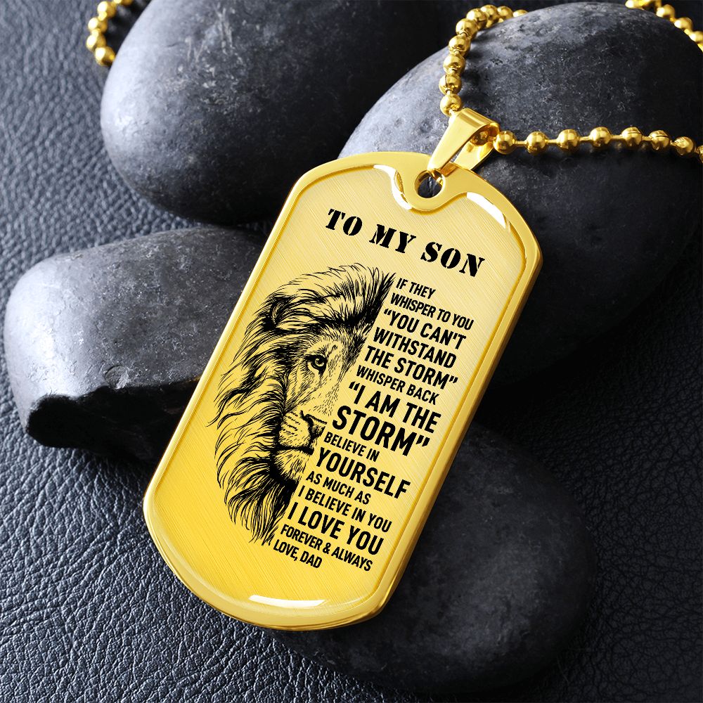 To My Son - The Storm, DogTag Necklace Gift Son