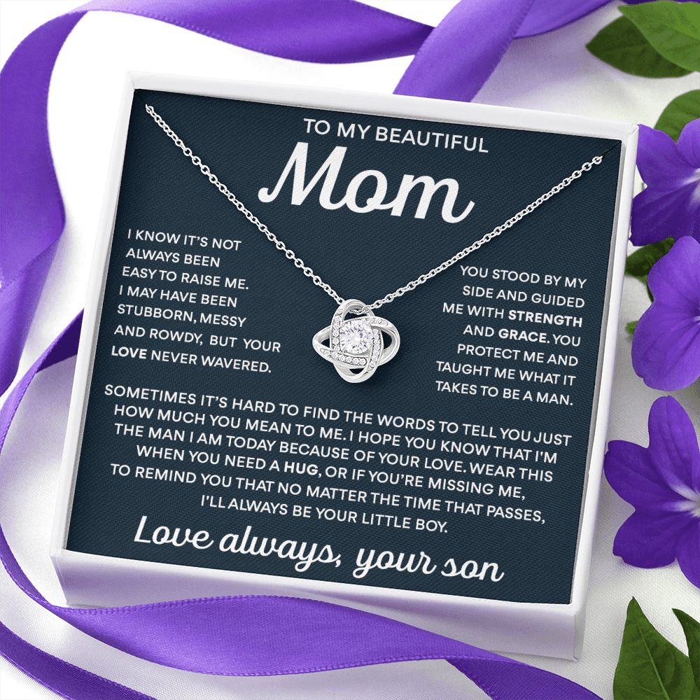 To My Mom - Taught Me To Be A Man, Love Knot Necklace Gift