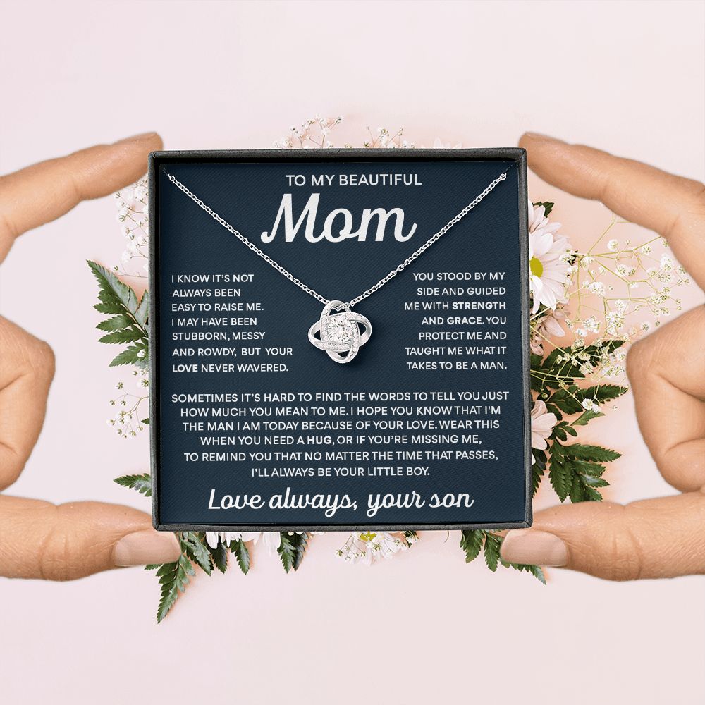 To My Mom - Taught Me To Be A Man, Love Knot Necklace Gift