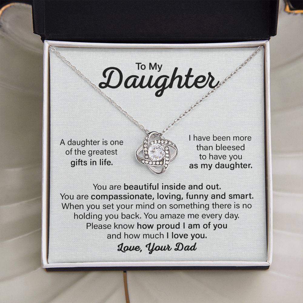 Daughter Gift In Life, Love Knot Necklace, Gift For Daughter From Dad