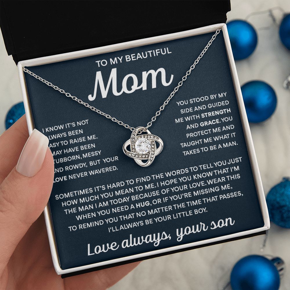 To My Mom - Taught Me To Be A Man, Love Knot Necklace Gift