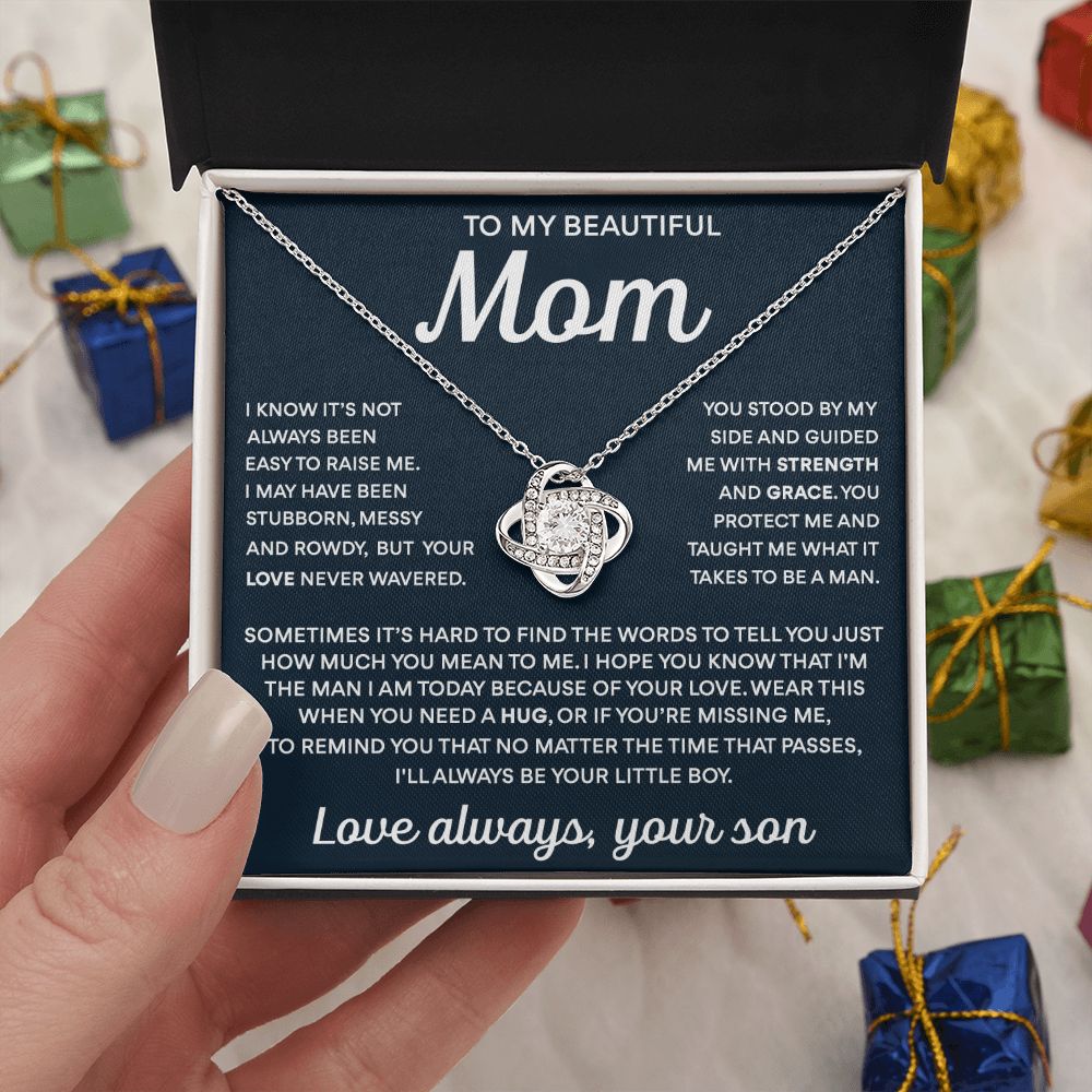 To My Mom - Taught Me To Be A Man, Love Knot Necklace Gift 