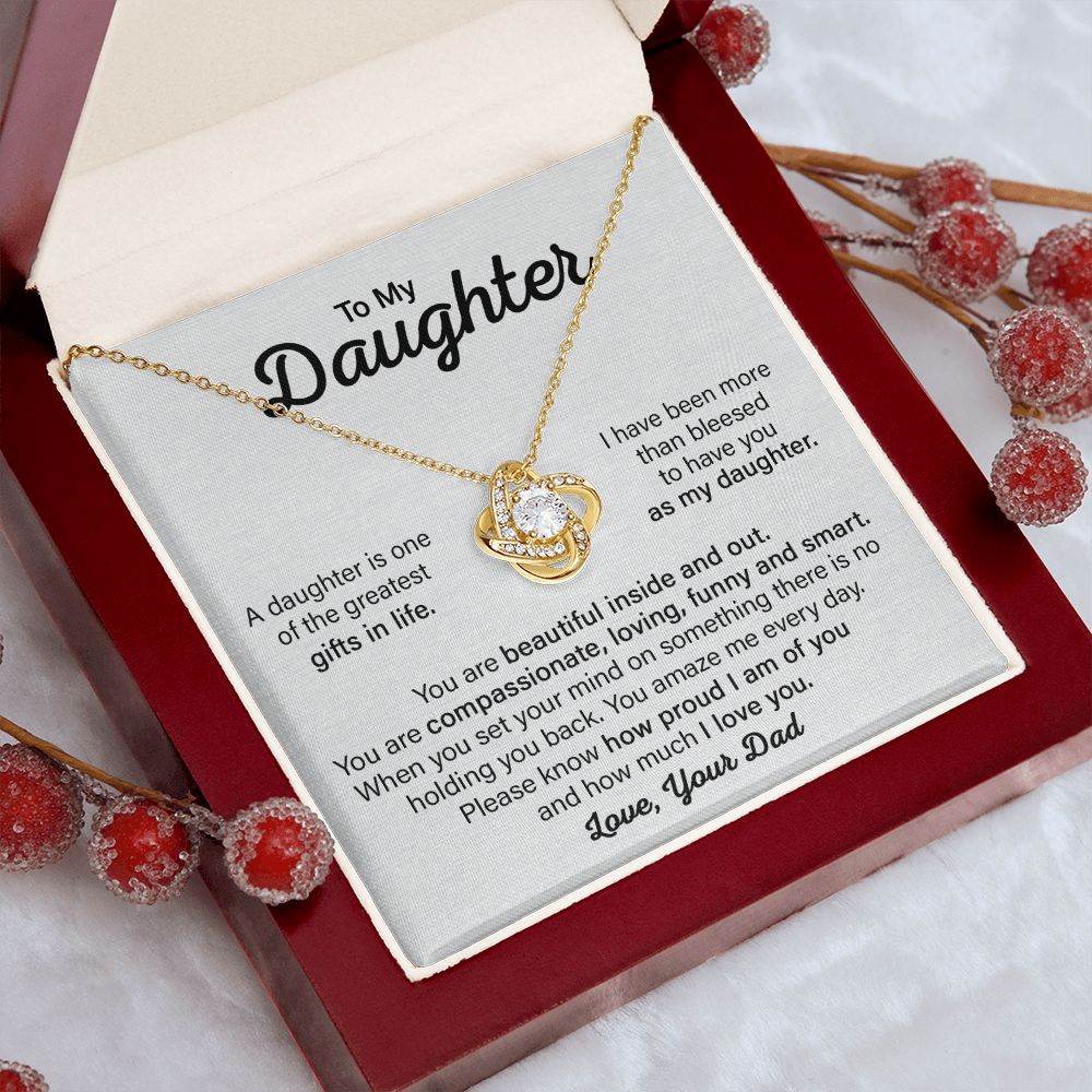 Daughter Gift In Life, Love Knot Necklace, Gift For Daughter From Dad