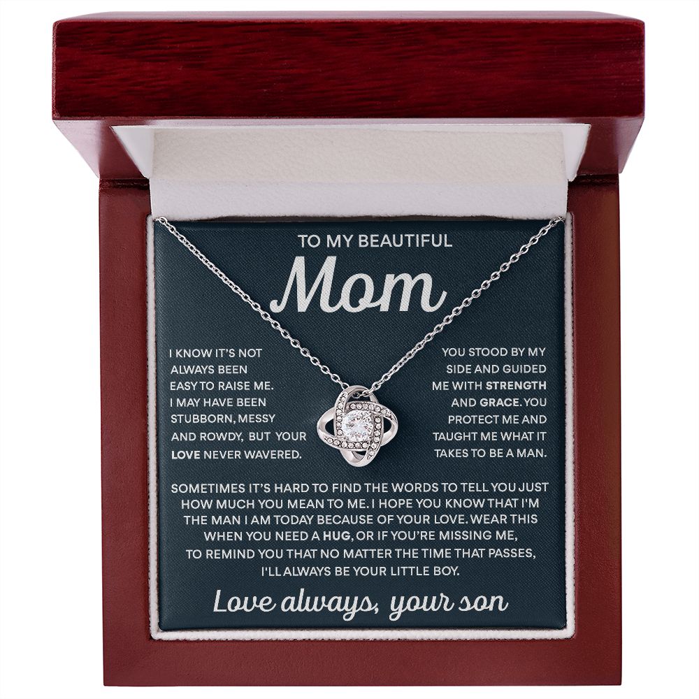 To My Mom - Taught Me To Be A Man, Love Knot Necklace Gift