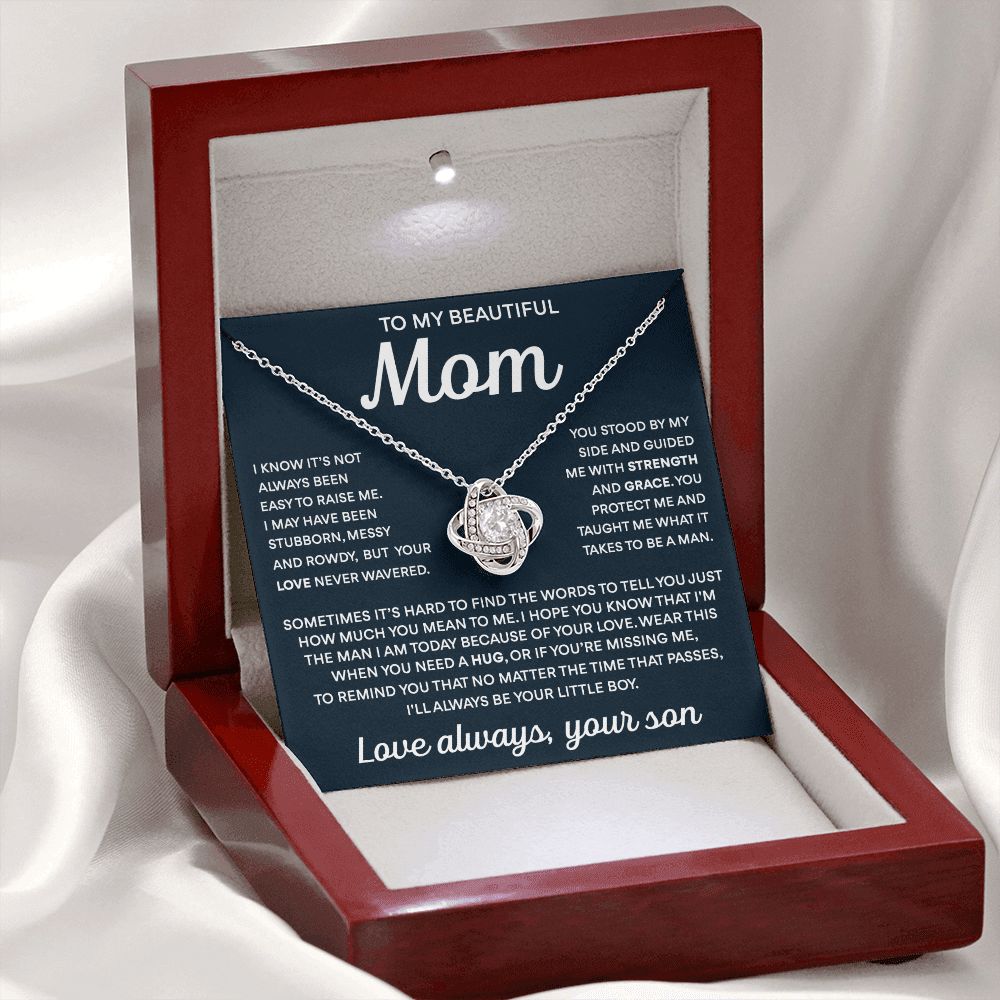 To My Mom - Taught Me To Be A Man, Love Knot Necklace Gift