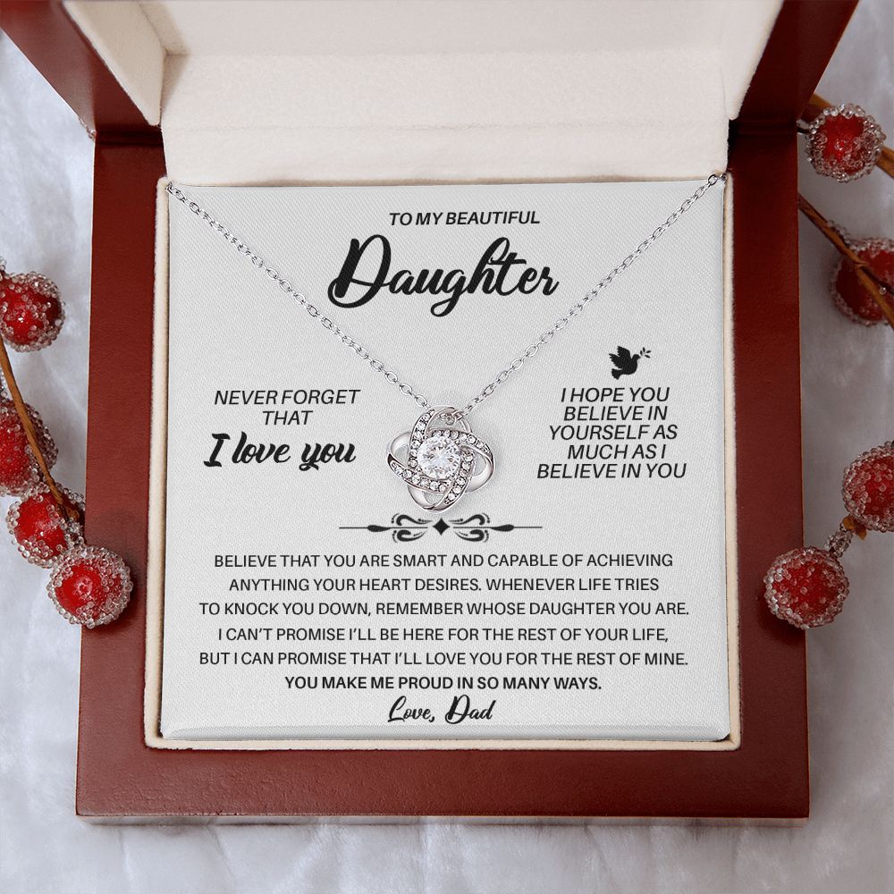To My Daughter - You Make Me Proud In So Many Ways - Love Knot Necklace Gift