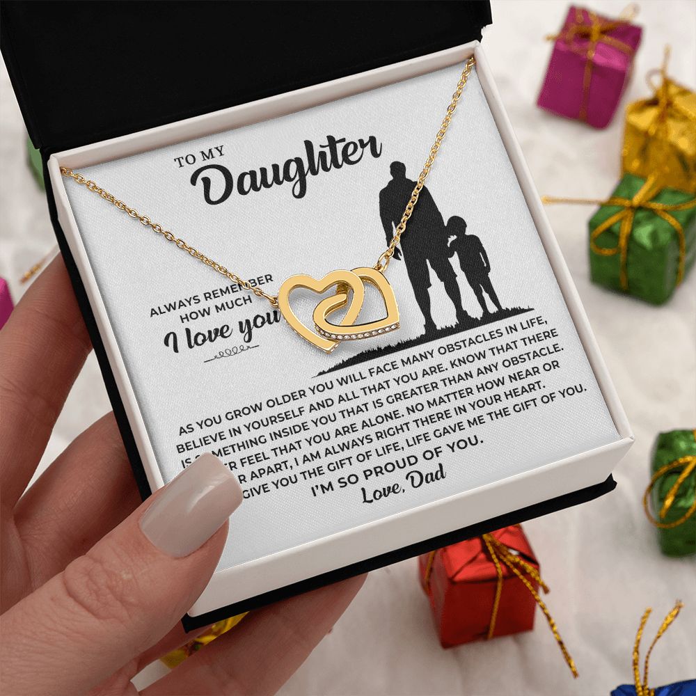 Daughter As You Grow Older, Interlocking Hearts Necklace, Gift For Daughter From Dad