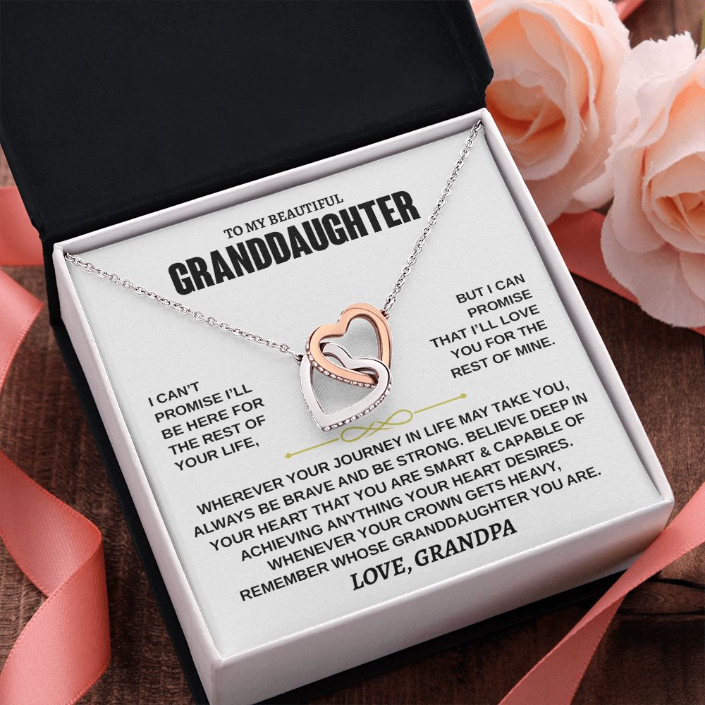 Granddaughter Your Journey, Interlocking Hearts Necklace, Perfect Gift for Granddaughter From Grandpa