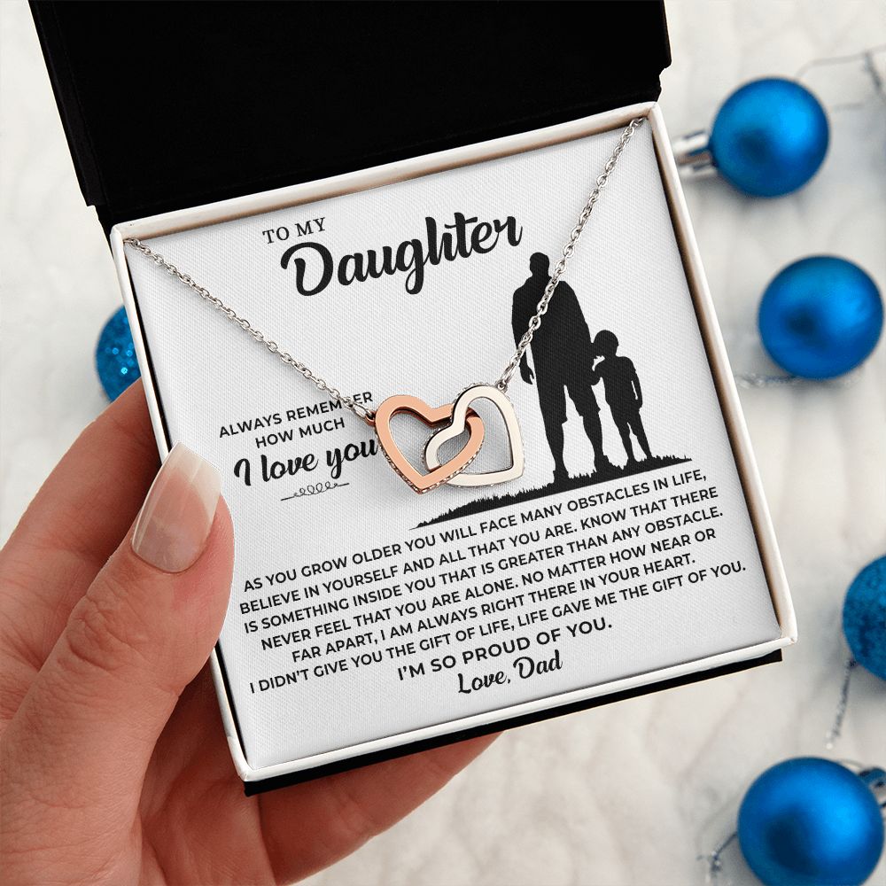 Daughter As You Grow Older, Interlocking Hearts Necklace, Gift For Daughter From Dad