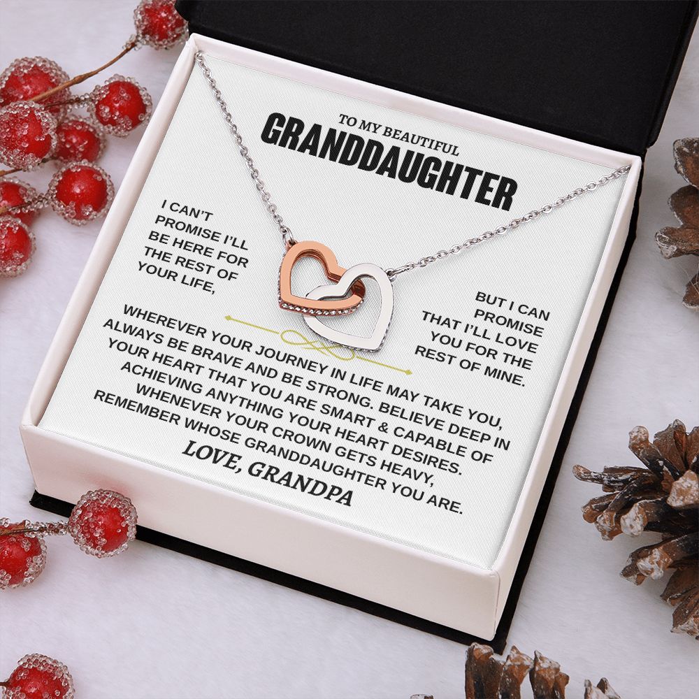 Granddaughter Your Journey, Interlocking Hearts Necklace, Perfect Gift for Granddaughter From Grandpa