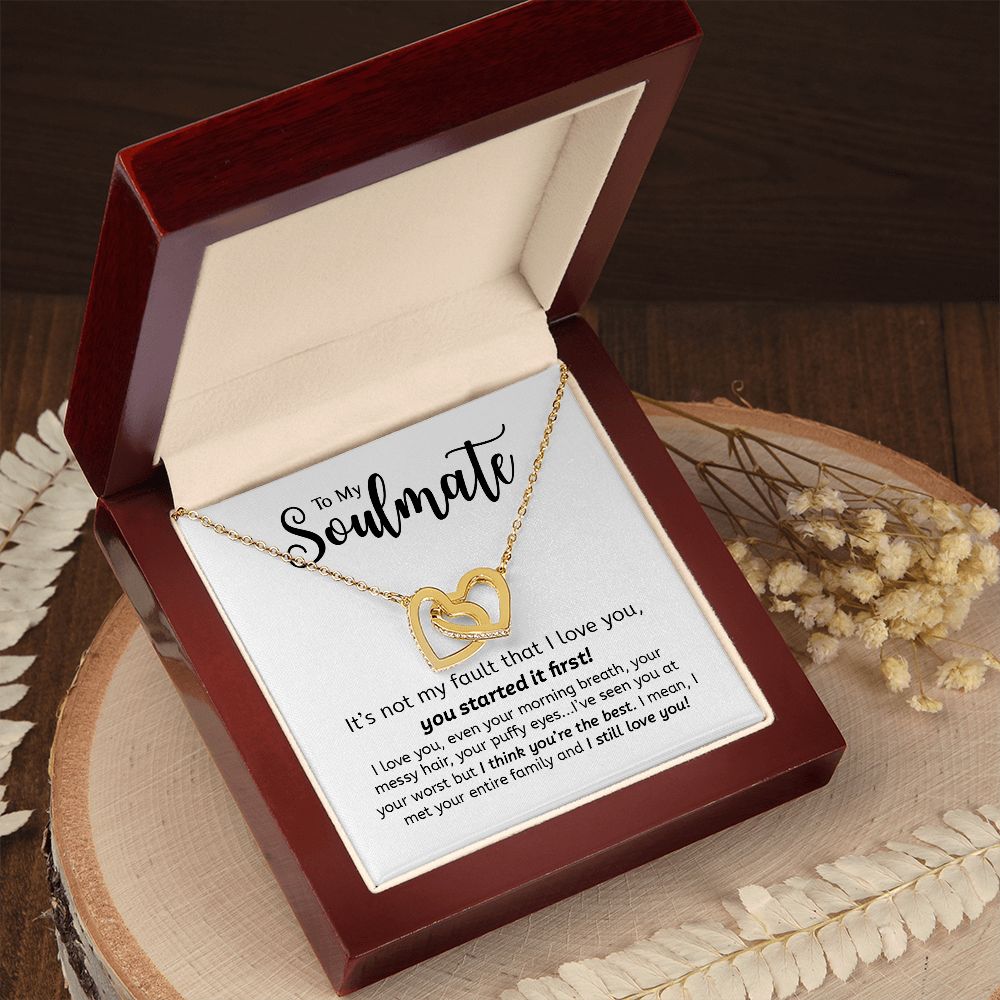 Soulmate You Started It First | Gift For Your Soulmate | Interlocking Hearts necklace