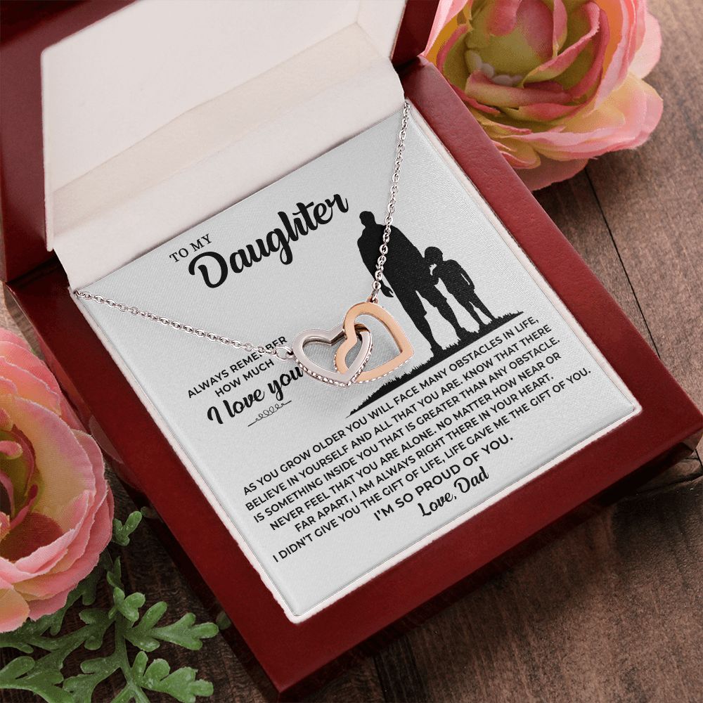 Daughter As You Grow Older, Interlocking Hearts Necklace, Gift For Daughter From Dad