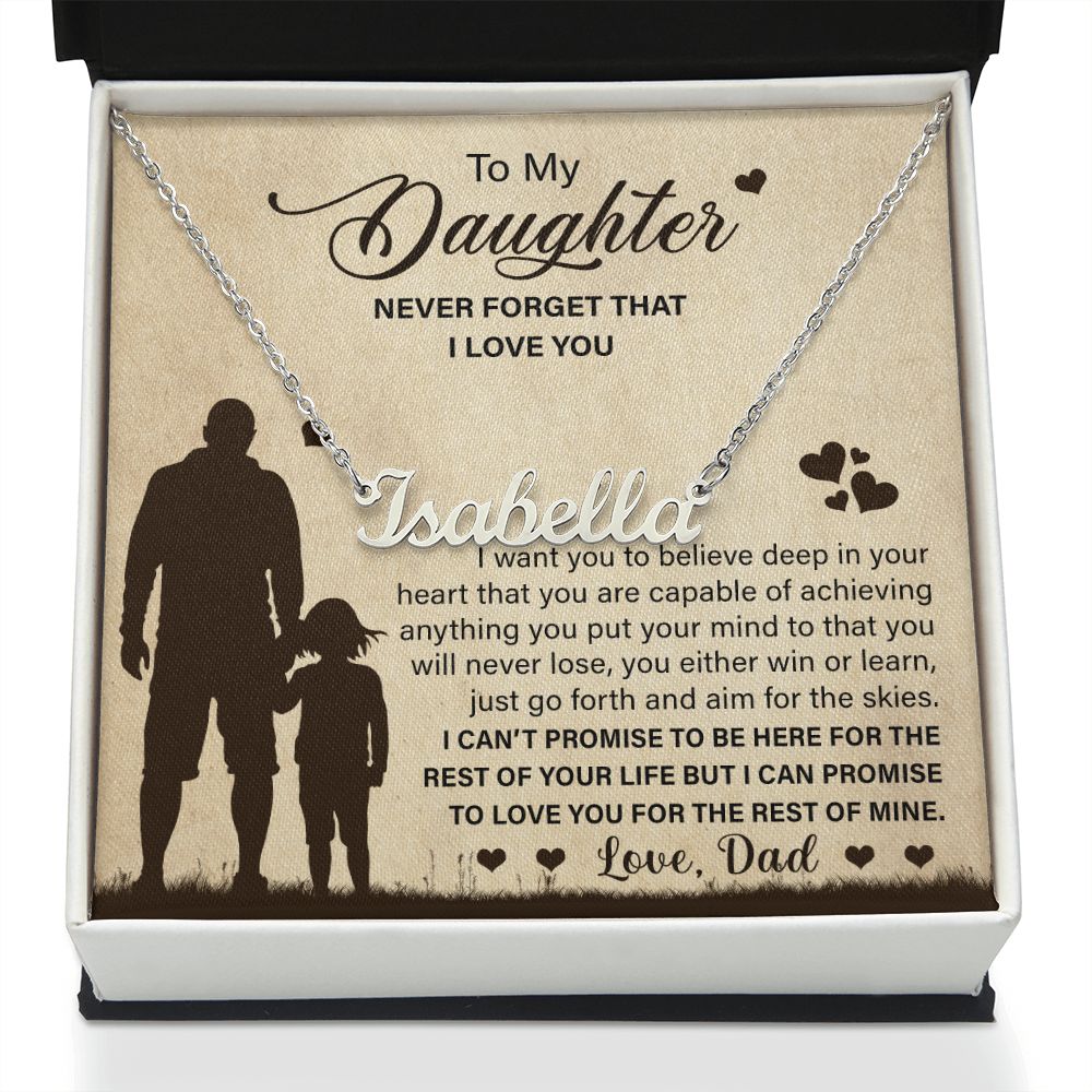 Daughter Deep In Your Heart, Personalized Name Necklace, Gift For Daughter From Dad, Custom Name Jewelry