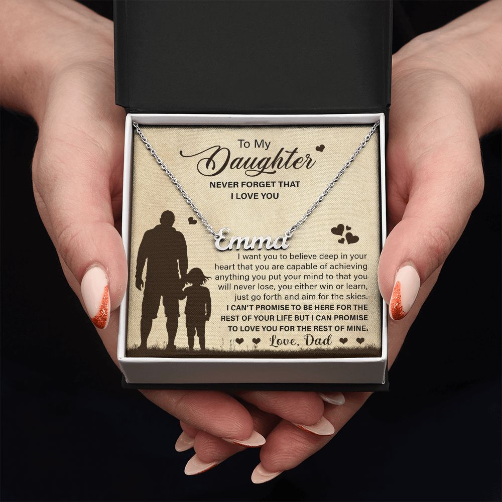 Daughter Deep In Your Heart, Personalized Name Necklace, Gift For Daughter From Dad, Custom Name Jewelry