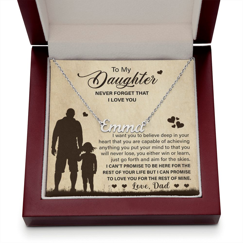 Daughter Deep In Your Heart, Personalized Name Necklace, Gift For Daughter From Dad, Custom Name Jewelry