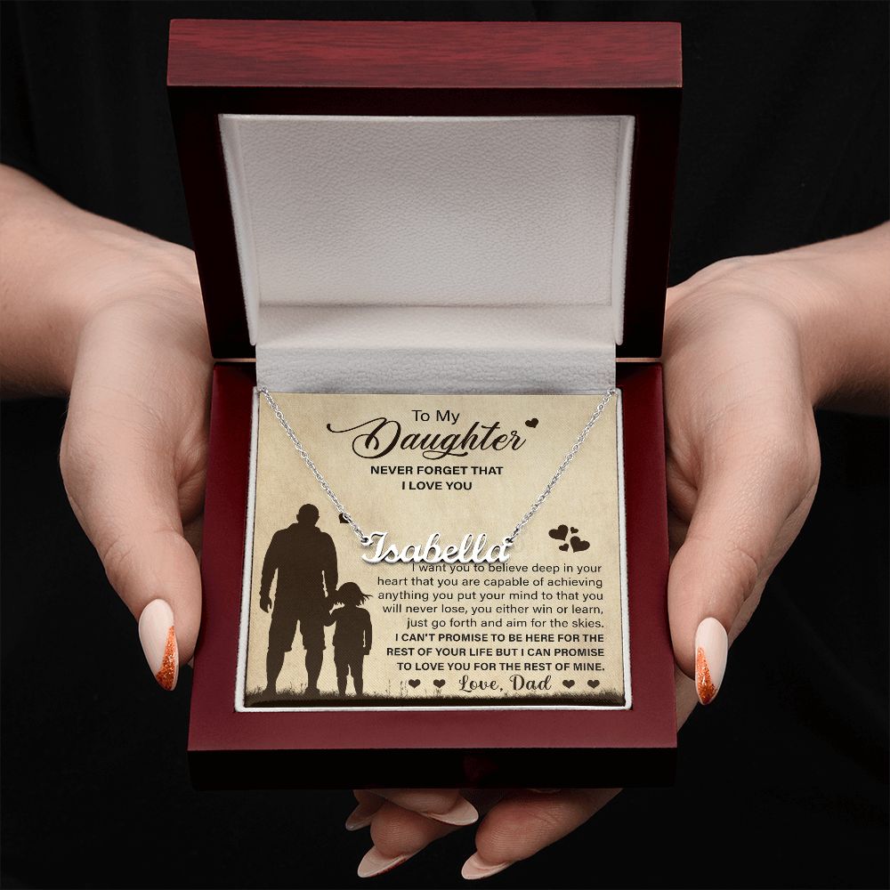 Daughter Deep In Your Heart, Personalized Name Necklace, Gift For Daughter From Dad, Custom Name Jewelry