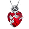 S925 Sterling Silver Rose Flower Heart Birthstone Pendant Necklace - Anniversary Gift Idea